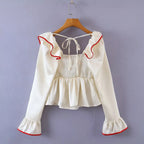 Soft Ruffle Blouse With Long Sleeves