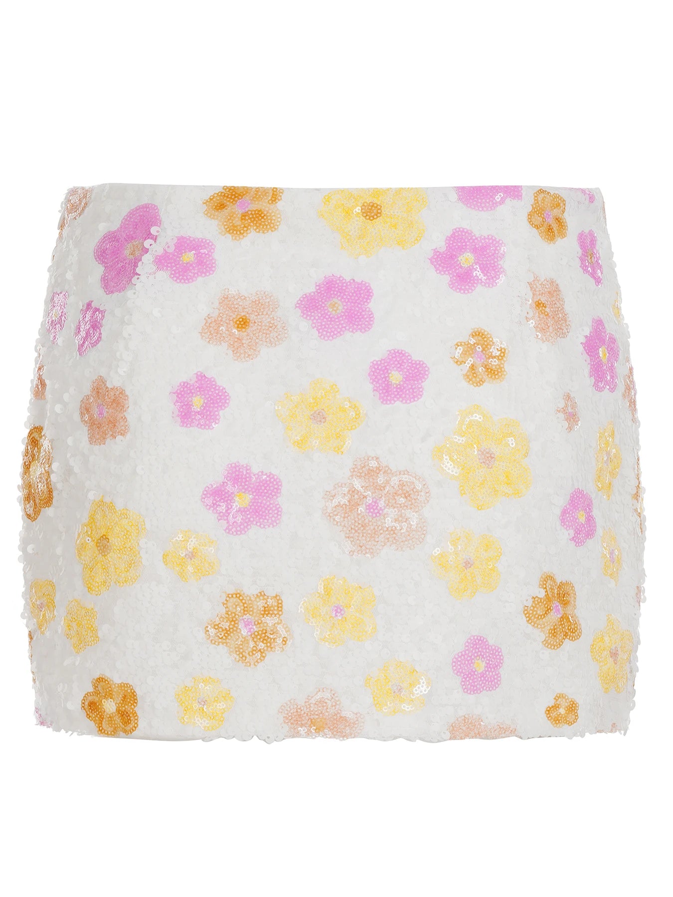 Colorful Floral Sequin Mini Skirt Low Waist Bodycon