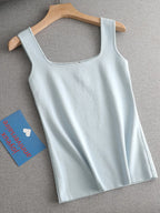 White Knit Tank With U Neck Sleeveless Summer Tee Vintage