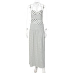 Backless Lace Up Polka Dot Maxi Dress