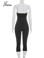 Urban Halter Crop Top And High Waist Capri Set With Metal Ring Detail Two-piece