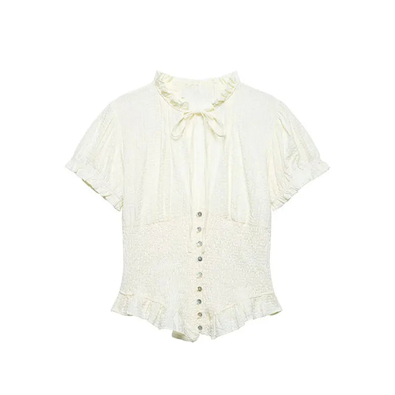 Elegant Chest Cutout Top With Elastic Waist