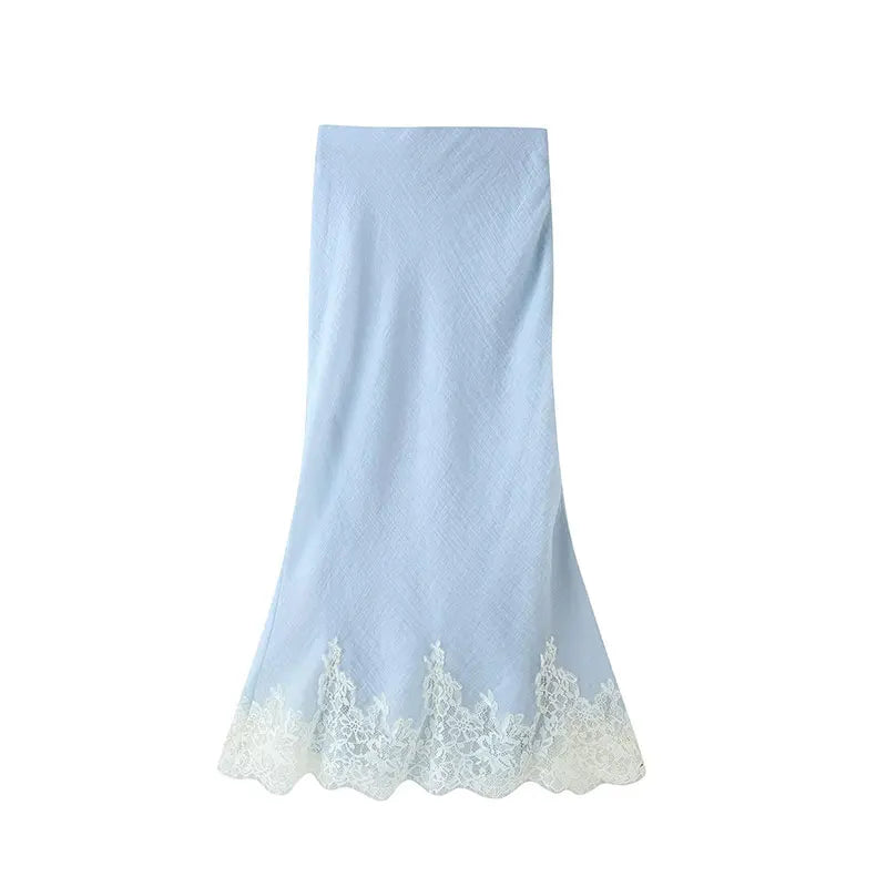 Patchwork Lace Camisole Top And Midi Skirt Set