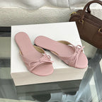 Butterfly Knot Open Toe Slides For Women Non Slip Flats