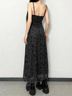 Floral Lace Trim Cami Maxi Dress Elegant Sleeveless Silhouette