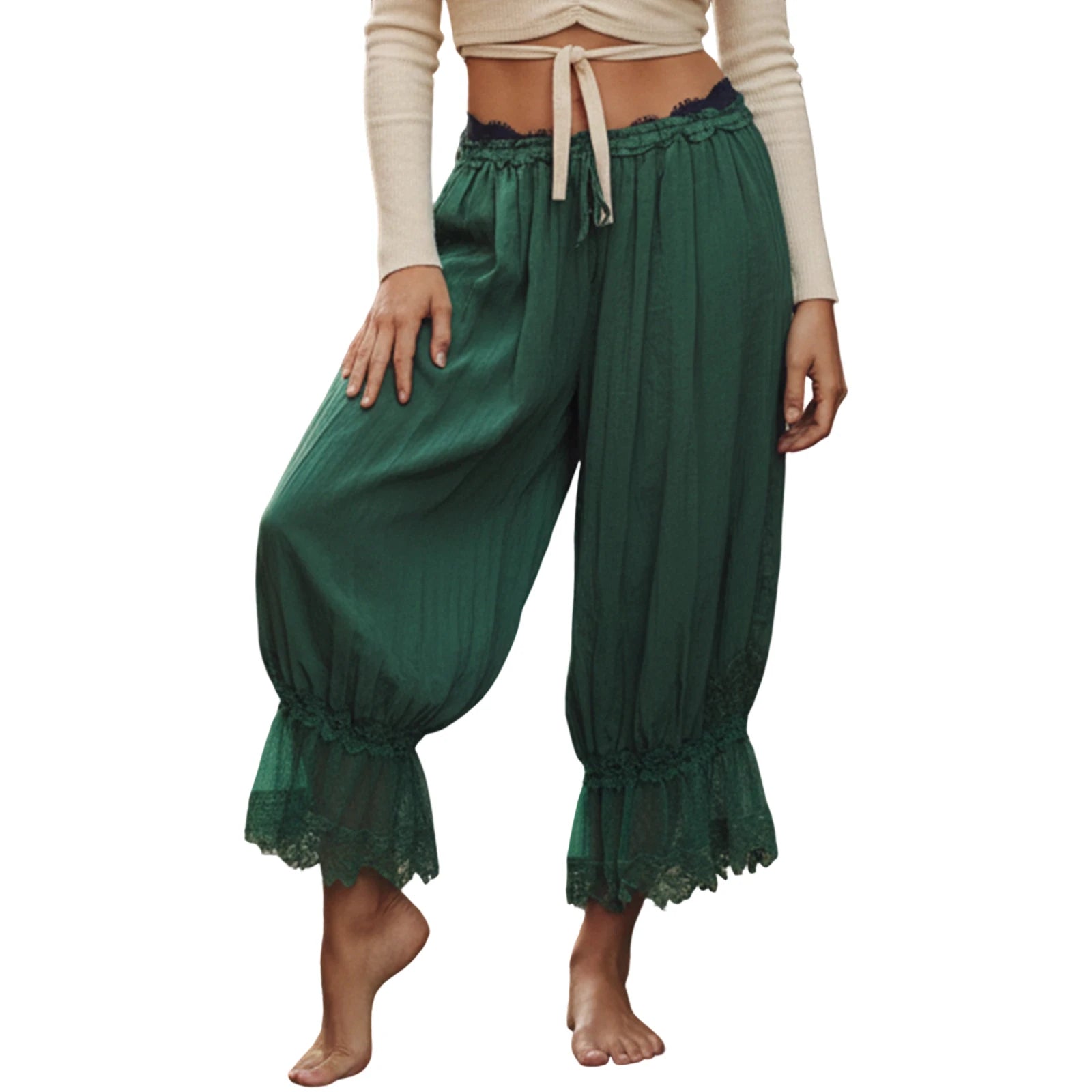 Vintage Lace Trim Pettipants For Under Dresses With Elastic Waist Bloomers Pantaloons