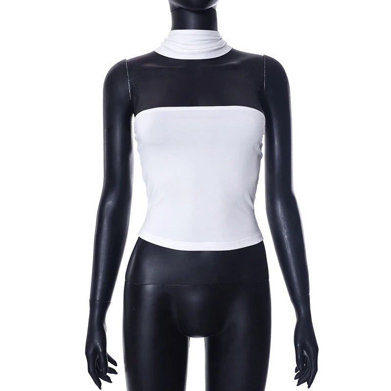 Strapless Cropped With Slim Fit Tube Halter Top