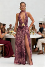Purple Print Maxi Dress