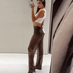 Beaded High Waist Pants With Sequin Embellishment