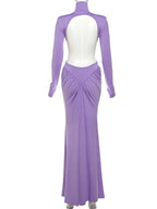 Peach Backless Maxi Dress With Waistless Silhouette And Ruched Elegance
