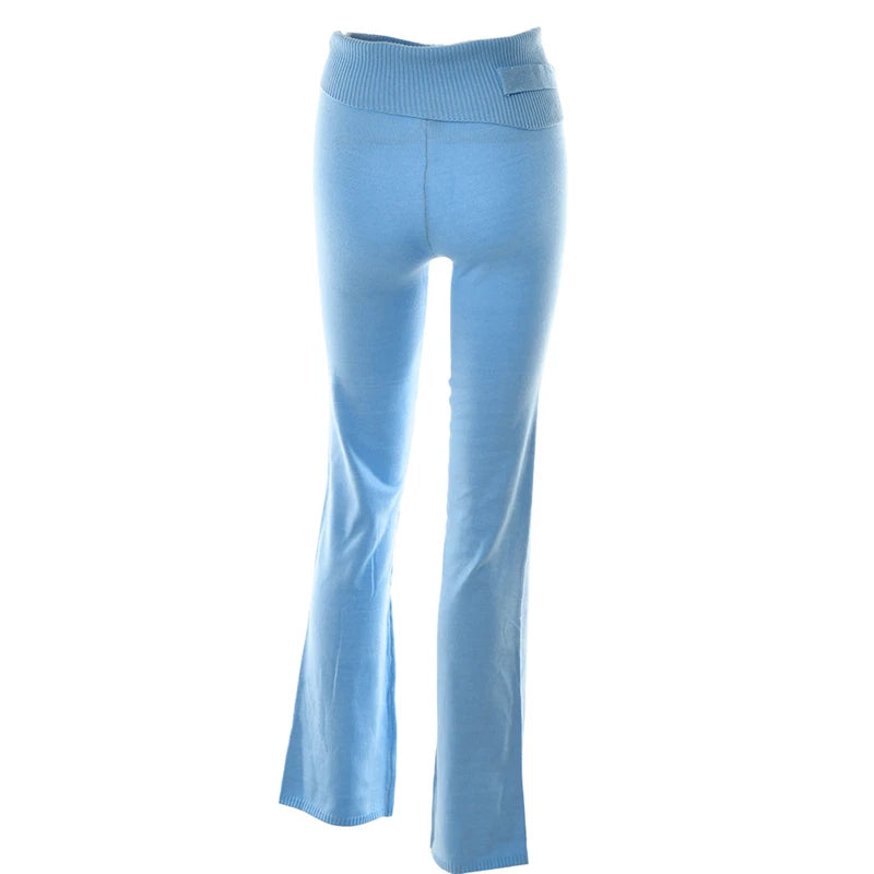 Ribbed Knit Two Piece Tracksuit Set With Hooded Crop Top And Elastic Zippered Pants