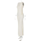 Sleeveless Bodycon Maxi Dress - Patchwork O-Neck