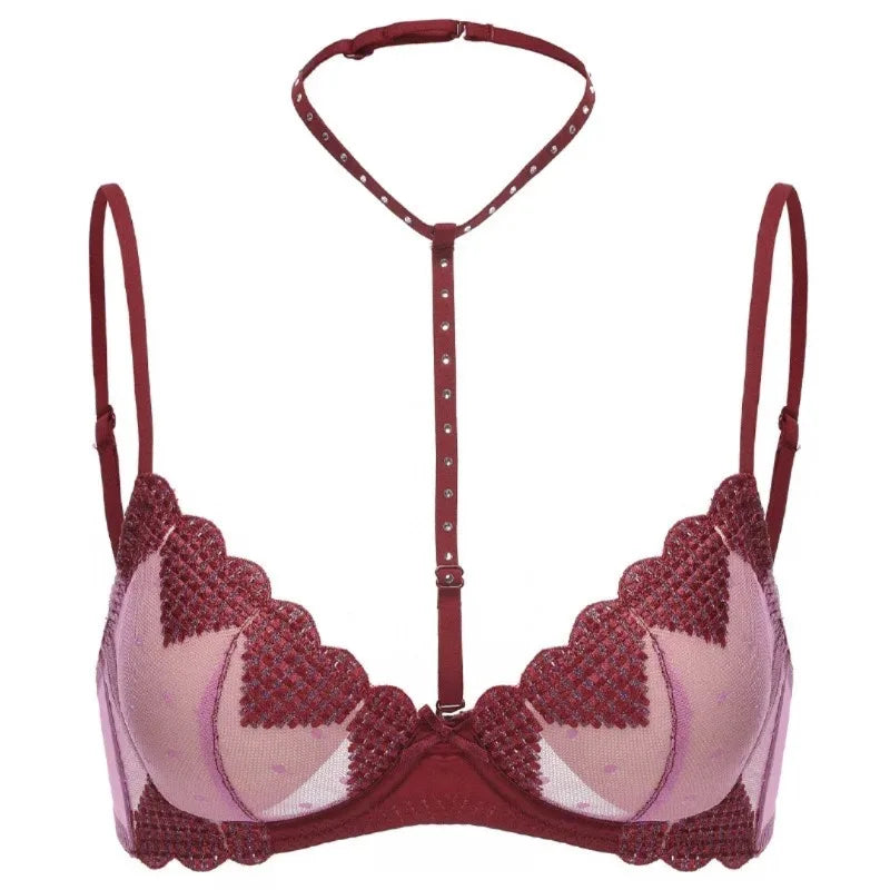 French Embroidered Romance Push Up Bra Set With Steel Ring Delicate Lace And Seductive Coverage