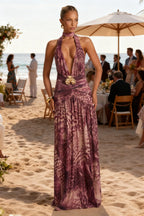 Purple Print Maxi Dress