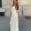 V Neck Maxi Dress With Empire Waist Elegant Sleeveless Gown