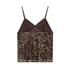 Vintage Leopard Print Mesh Long Skirt With Empire Waist Flowy Tulle