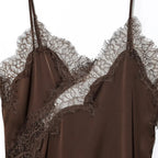 Satin Elegant Backless Lace Slip Dress