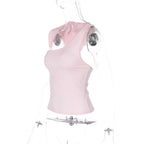 Irregular Neckline Sleeveless Tank Top For Women Slim Fit