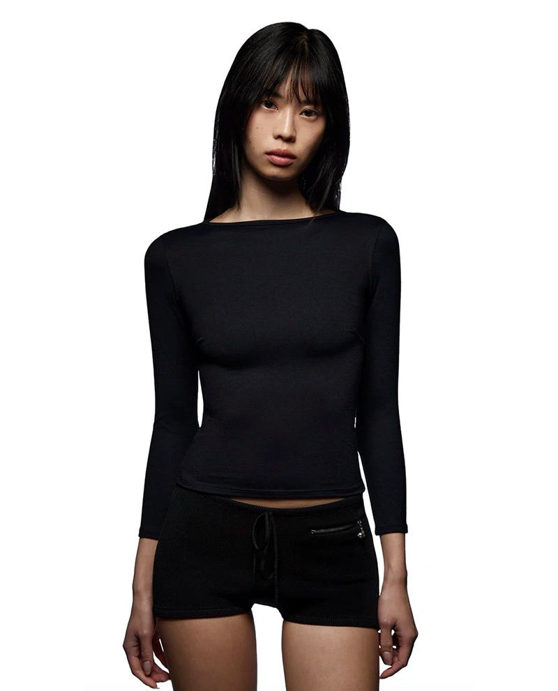 Long-Sleeve Slim-Fit Top With Multicolor High Elastic Base