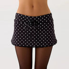 Lace Trim Y2K 2000s Coquette Aesthetic Low Waist Drawstring Mini Skirt
