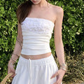 Fairycore White Tube Top With Backless Patchwork Bandeau