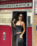 Two-Piece Set Women's Sexy Polka Dot Top Casual Maxi Skirts Sets