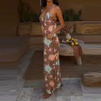 Sexy Halter Cutout Dress With Pleated Hollow Out Details