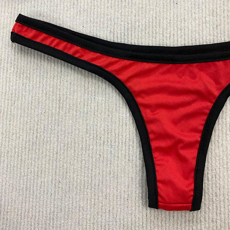 Y2K Retro Contrast Color Bikini With Backless Design And Adjustable Straps For Summer Beachwear