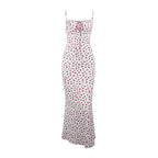 Floral Spaghetti Strap Maxi Dress With Lace Trim And Lace Up Detail