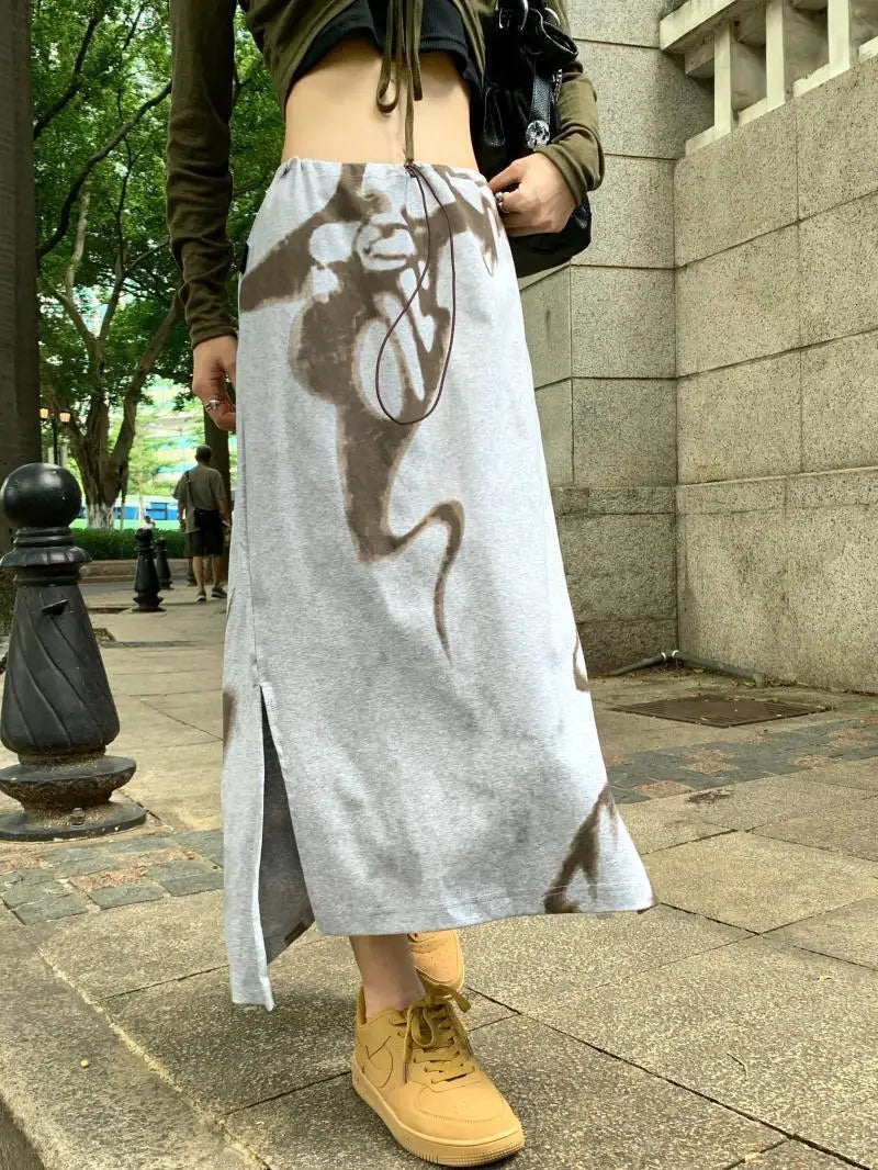 Moody Vintage Streetwear Grunge High Waist Skirt With Lace Up Detailing And Modern Vibe