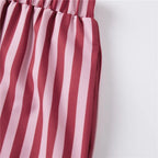 Striped Two Piece Pajama Set With Tie Shoulder Tank Top And Straight Pants