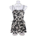 Floral Print Strapless Mini Dress With Ruffles Sleeveless Above Knee