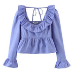 Soft Ruffle Blouse With Long Sleeves