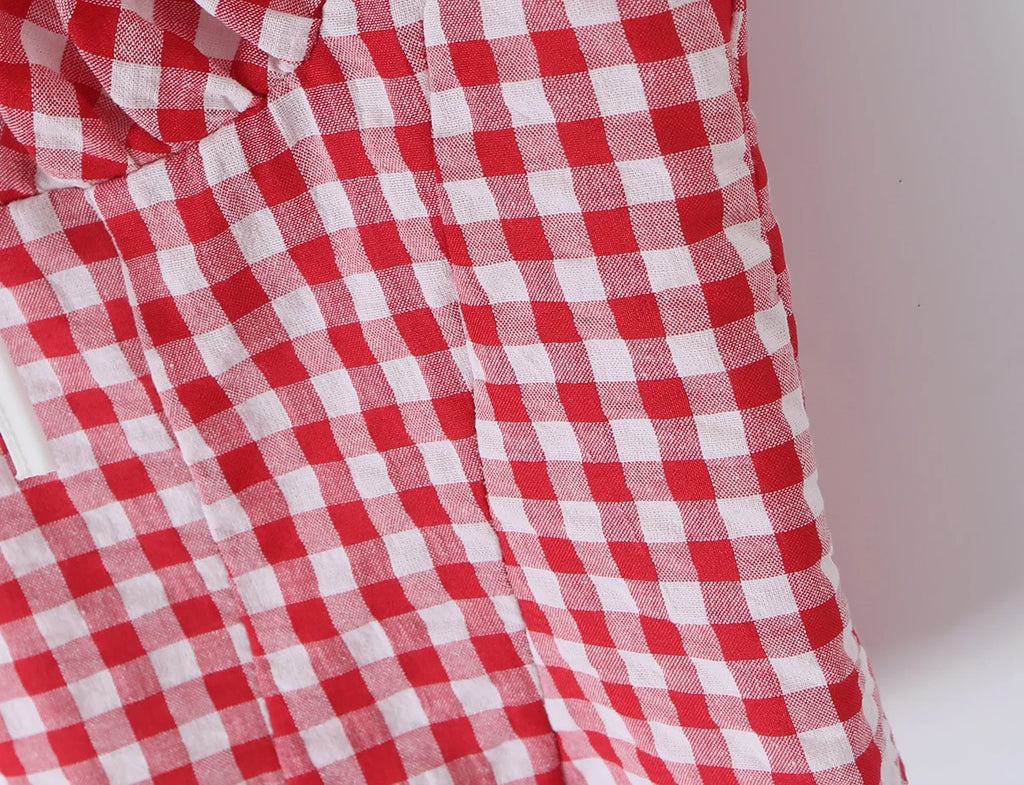 Red Plaid Corset Camis Lace Trim Bow Detail Bustier Sexy Top