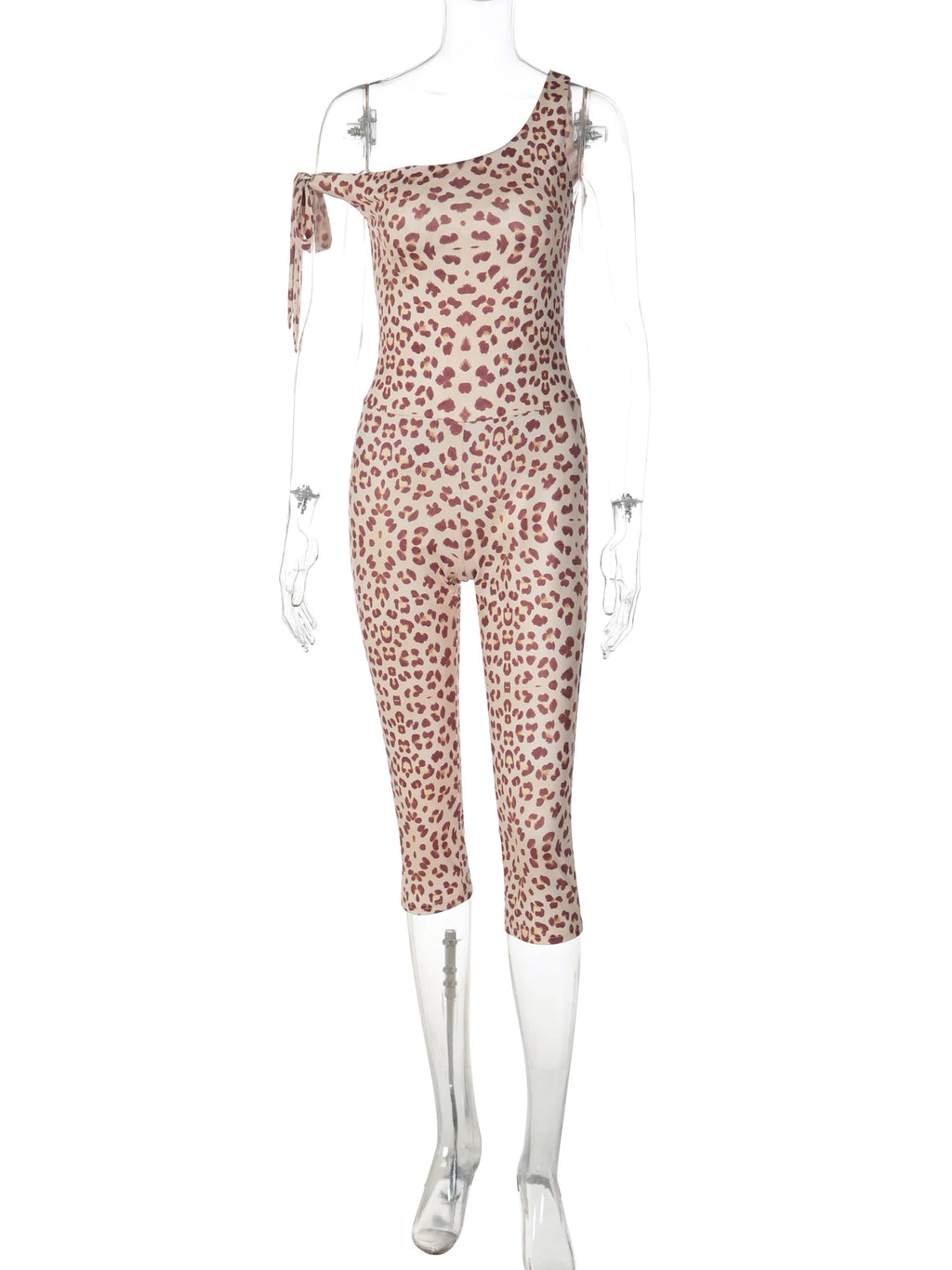 One Shoulder Backless Jumpsuit With Lace Up Detail