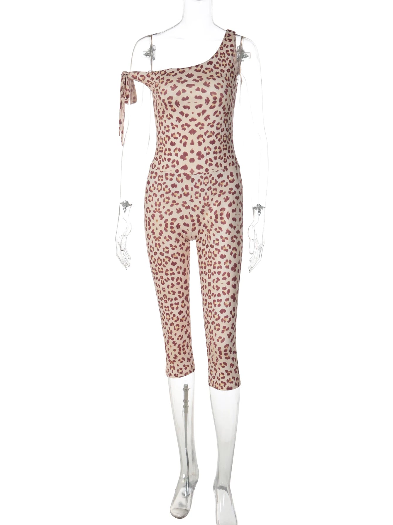 One Shoulder Backless Jumpsuit With Lace Up Detail
