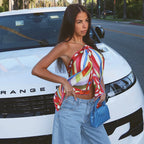 Halter Top And Long Skirt Set With Backless Detail Asymmetric Design