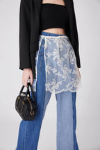 Floral Embroidered Lace Sheer Skirt Overlay