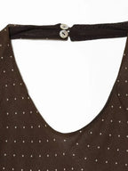 Chic Halter Dress With Off Shoulder Silhouette In Vintage Polka Dot Chiffon