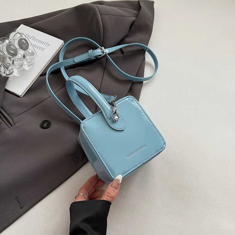 Mini Box PU Leather Crossbody Bag With Short Handle Phone Friendly Compact