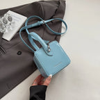 Mini Box PU Leather Crossbody Bag With Short Handle Phone Friendly Compact