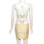 Butterfly Embroidered Strapless Backless Mini Dress Y2K Slim Fit