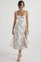 Spaghetti Strap Maxi Dress With Wrap Bow Lace Up Front Elegant Long Gown