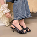 Elegant Stiletto Sandals With Back Strap Slip On Heels