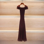 Chic Off-Shoulder Lace Dress And Knit Midi Set