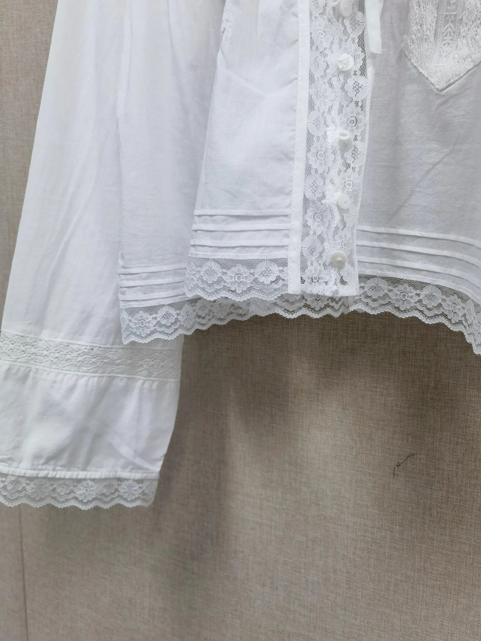 White Lace-up Women Blouse Cotton Bohemian Lace Splice Hollow out U Neck Lightweight Shirt