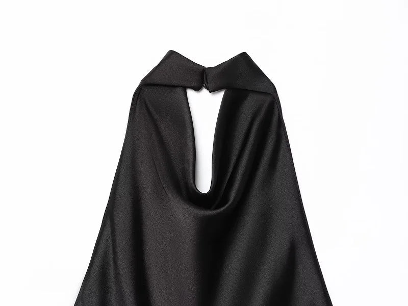Elegant Satin Backless Halter Top For Women Off Shoulder