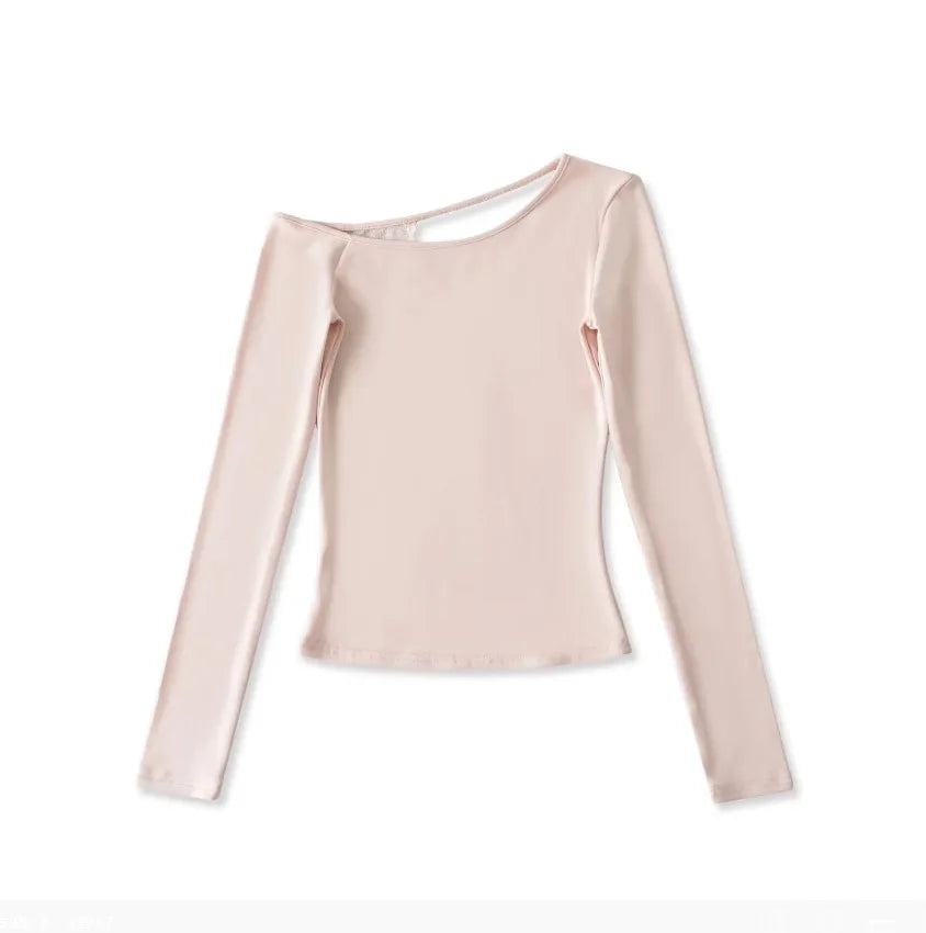 Soft Cotton Long Sleeve Lace Trim V Neck Top Feminine Style