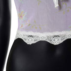 Sexy Y2K Low Cut Camisole Slim Fit Backless Tube Crop Top Lace Patchwork
