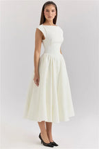 Chic Circle Cutout Back Midi Dress With Fluffy Hem